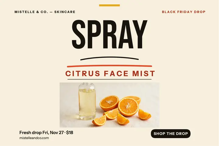 Mistelle citrus spray drop postcard template