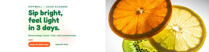 Sippwell citrus reset Etsy banner: citrus cleanse etsy banner template