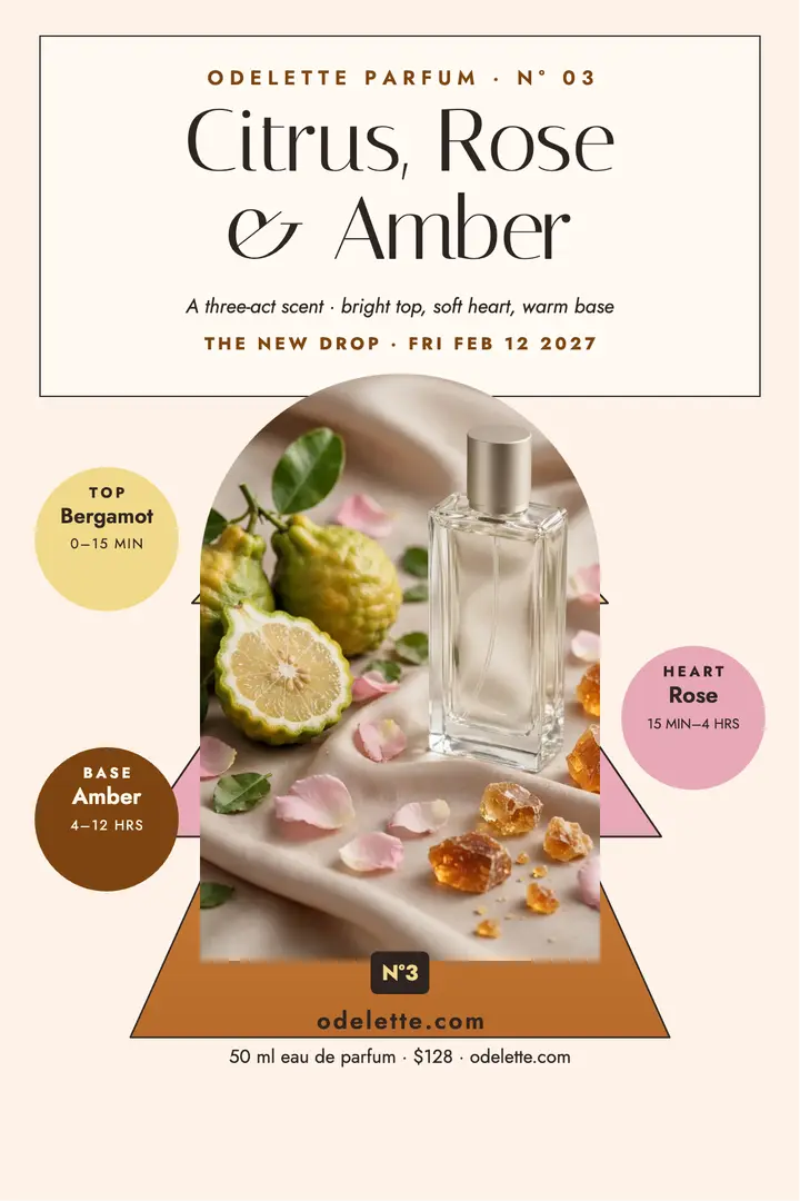 Odelette citrus rose amber drop poster template