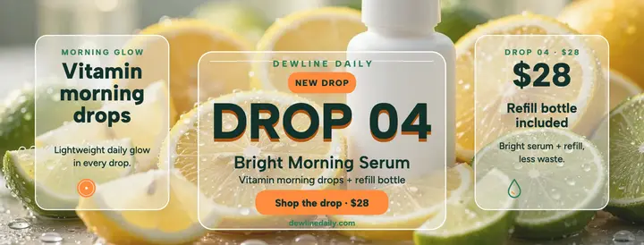 Dewline Daily citrus serum launch cover template