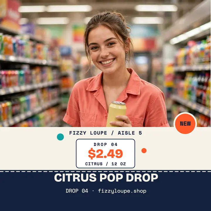 Fizzy Loupe citrus soda aisle launch template