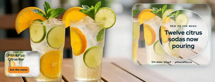 Pith & Fizz citrus soda menu launch cover template