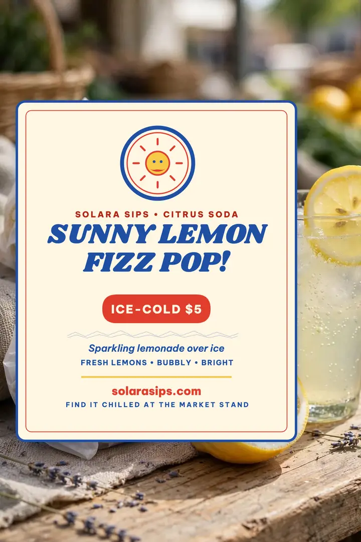Solara Sips lemon soda tissue poster template