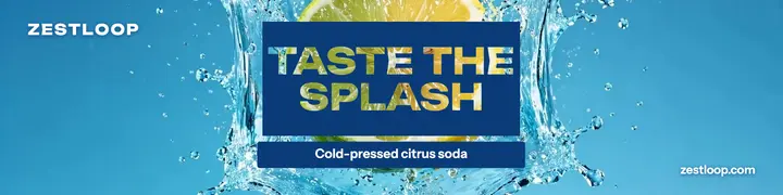 Citrus soda startup banner, frozen splash template
