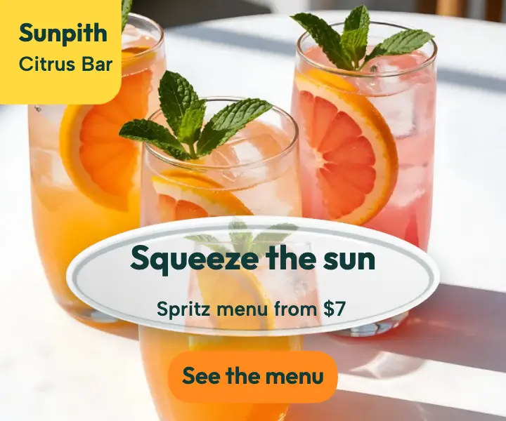 Sunpith Citrus Bar spritz menu glass lens ad template
