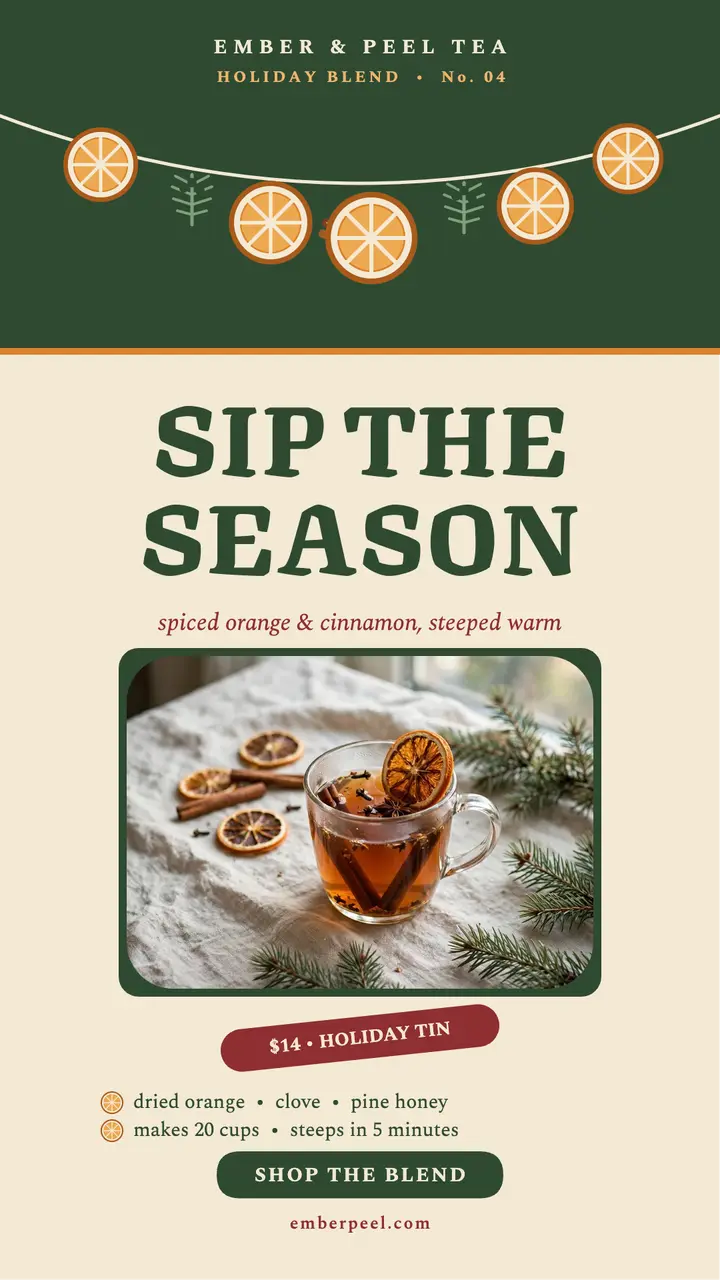 Ember and Peel holiday tea story template