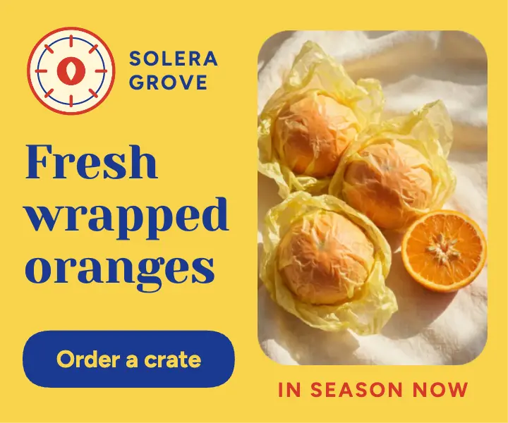 Solera Grove wrapped oranges ad template