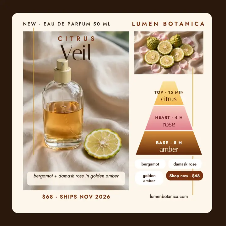 Citrus Veil perfume launch, notes pyramid template