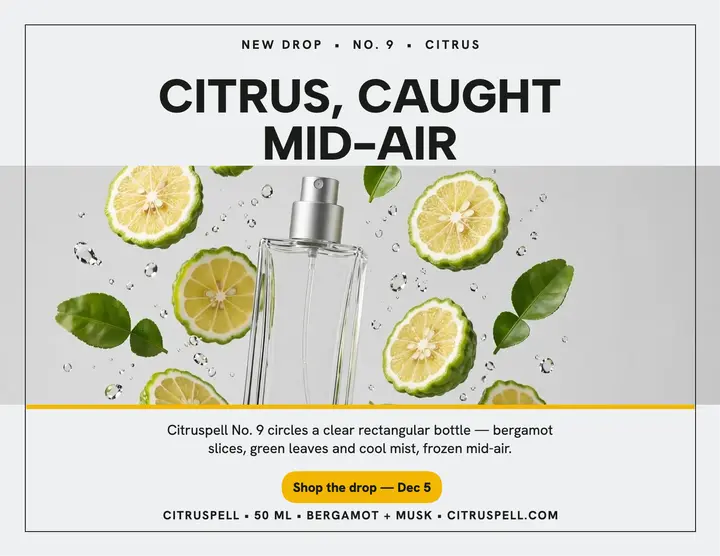 Citruspell No. 9 citrus perfume flyer template