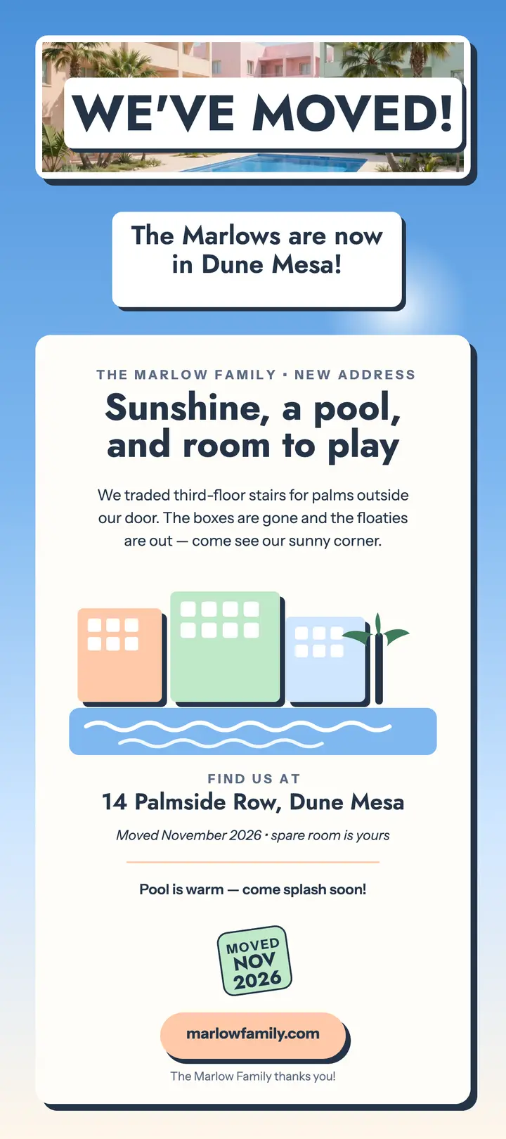Marlow family moved rack card template