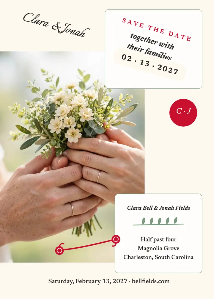 Clara and Jonah red thread invitation template