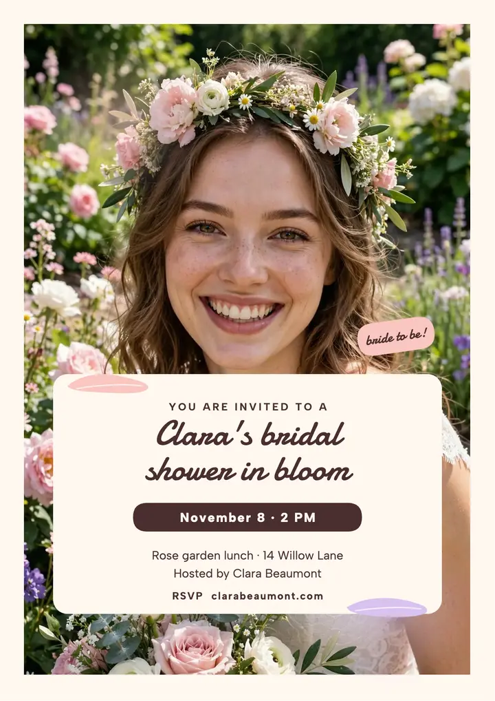 Clara bridal shower painted flyer template