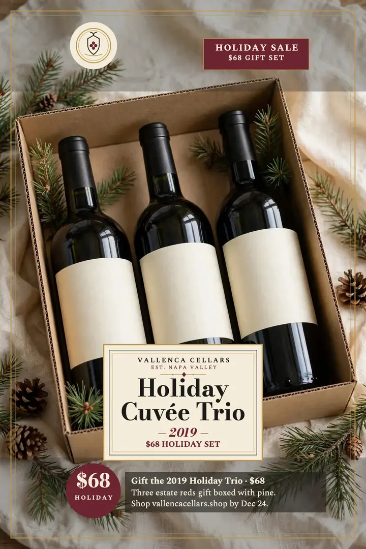 Vallenca holiday wine trio poster template