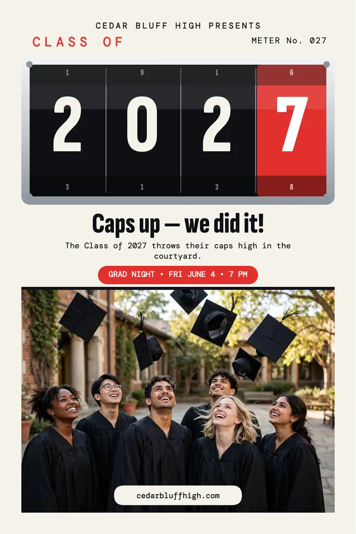 Cedar Bluff grad night drum poster template