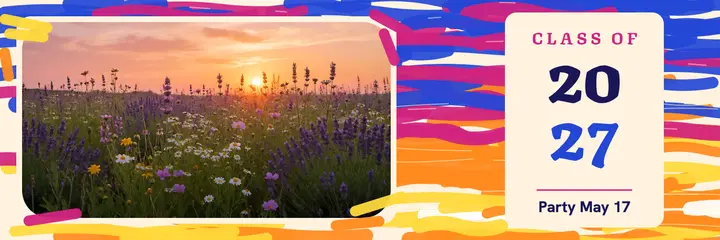 Class of 2027 sunset pastel header: graduation party x header template