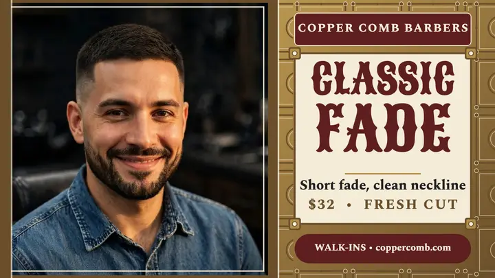 Copper Comb classic fade tin thumbnail template