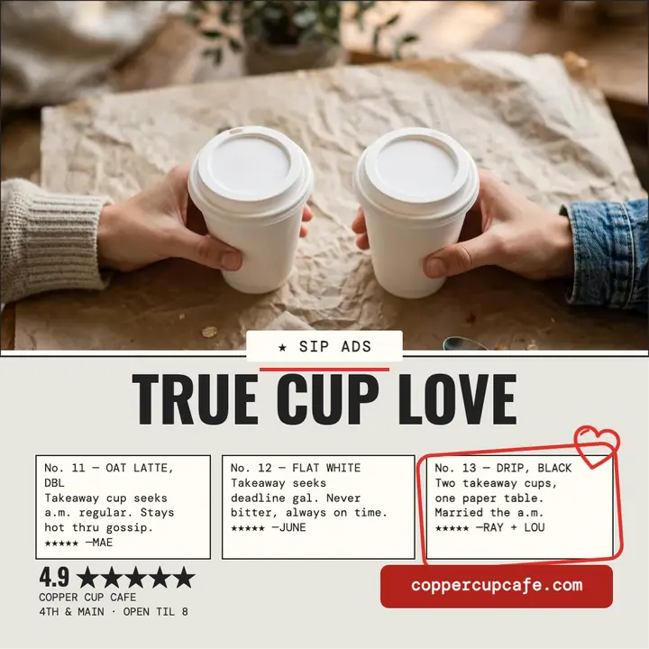 Copper Cup love ads review post template