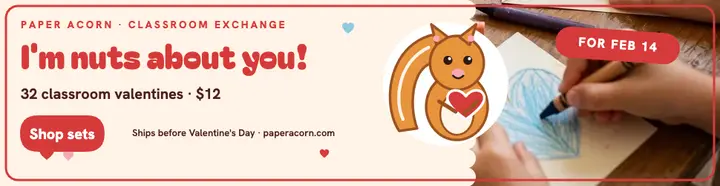 Paper Acorn squirrel valentine billboard: classroom valentine billboard template