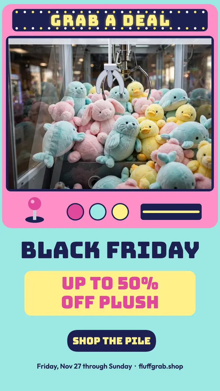 Fluffgrab claw machine Black Friday story: black friday story template