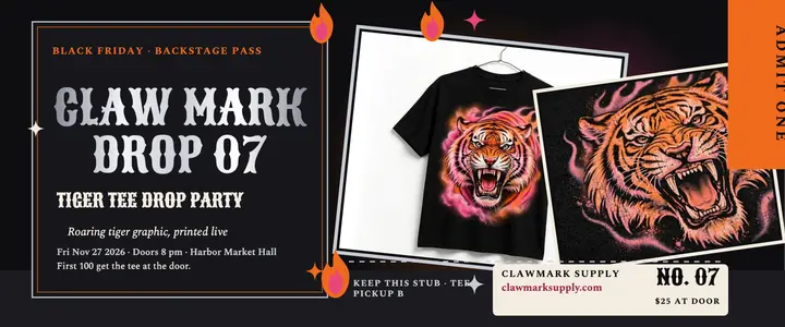 Clawmark tiger drop party ticket template