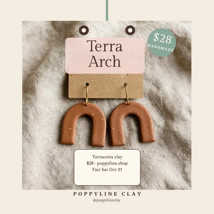 Poppyline Clay terracotta arch earrings post template
