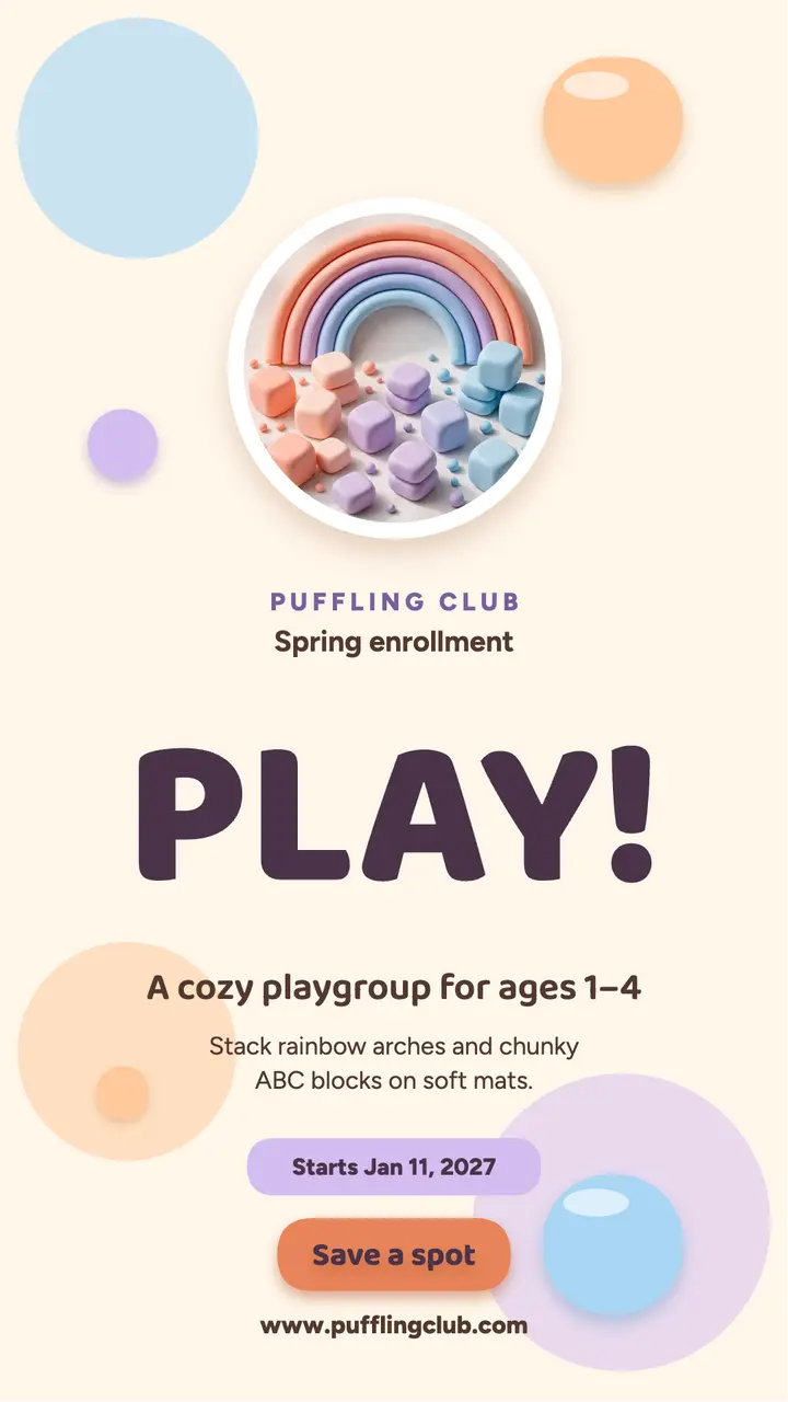 Puffling Club playgroup enrollment story template