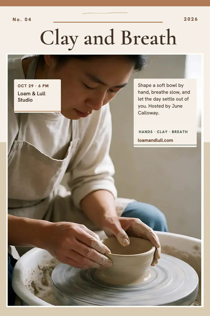 Loam and Lull clay and breath poster template