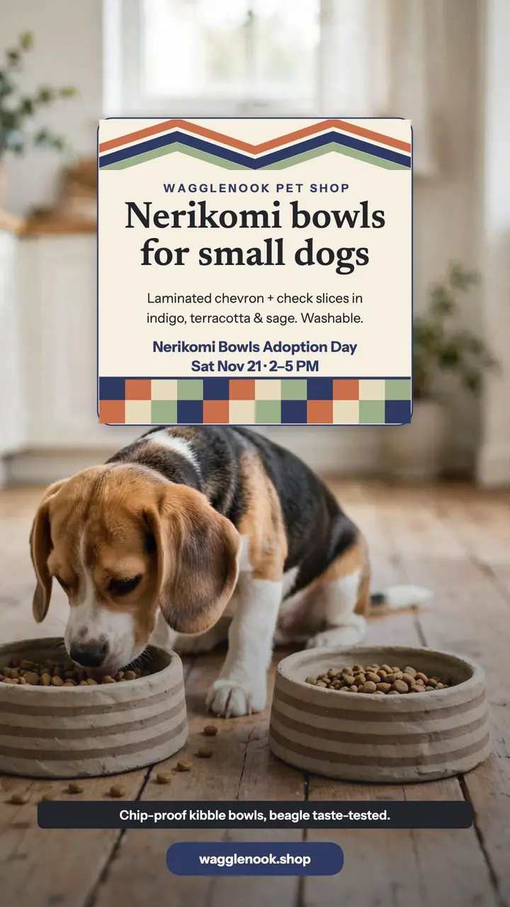 Wagglenook nerikomi small-dog bowls story: dog bowls story template