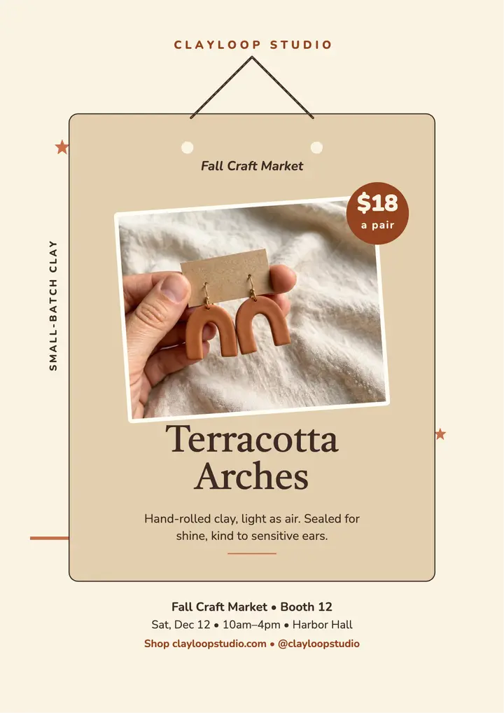 Clayloop terracotta earring market flyer template