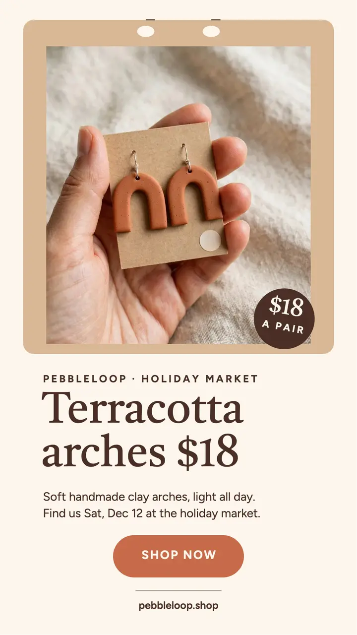 Pebbleloop clay earring holiday sale story template