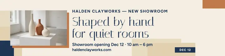Halden Clayworks showroom opening banner template