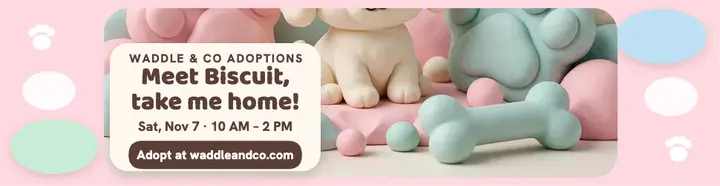 Waddle and Co clay puppy adoption billboard template