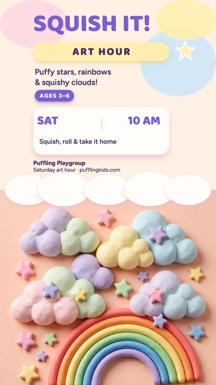 Puffling Playgroup puffy clay story template
