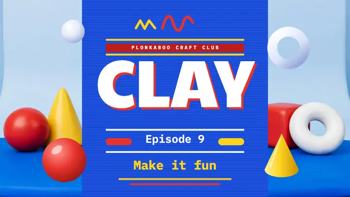 Plonkaboo clay shapes thumbnail, 90s TV ident template