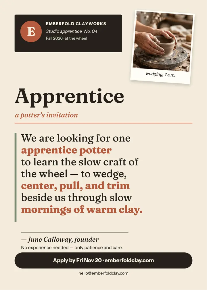 Emberfold apprentice manifesto invitation template