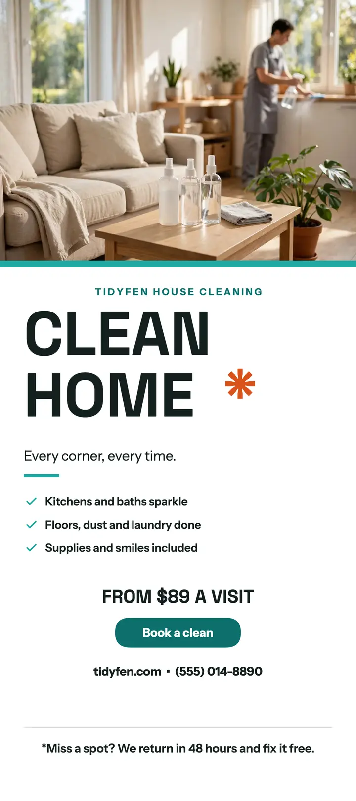Tidyfen clean home rack card: house cleaning rack card template