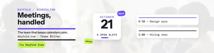 Dayfold team scheduling banner: scheduling saas linkedin banner template