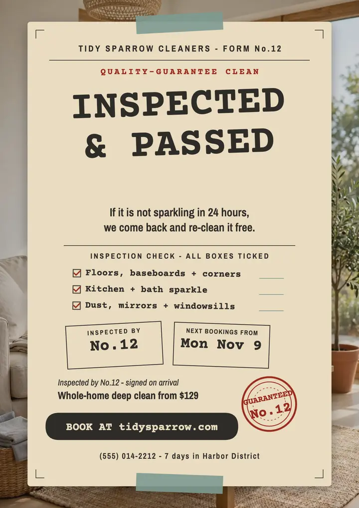 Tidy Sparrow inspection guarantee flyer template