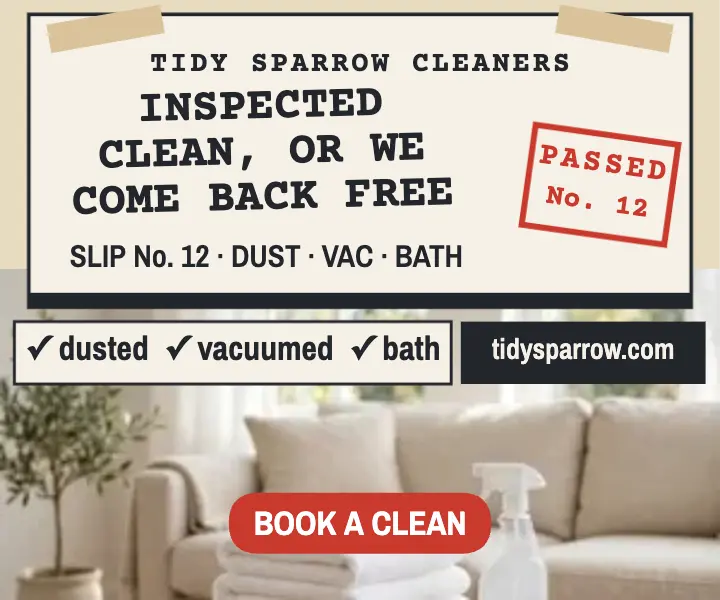 Tidy Sparrow inspection slip ad template