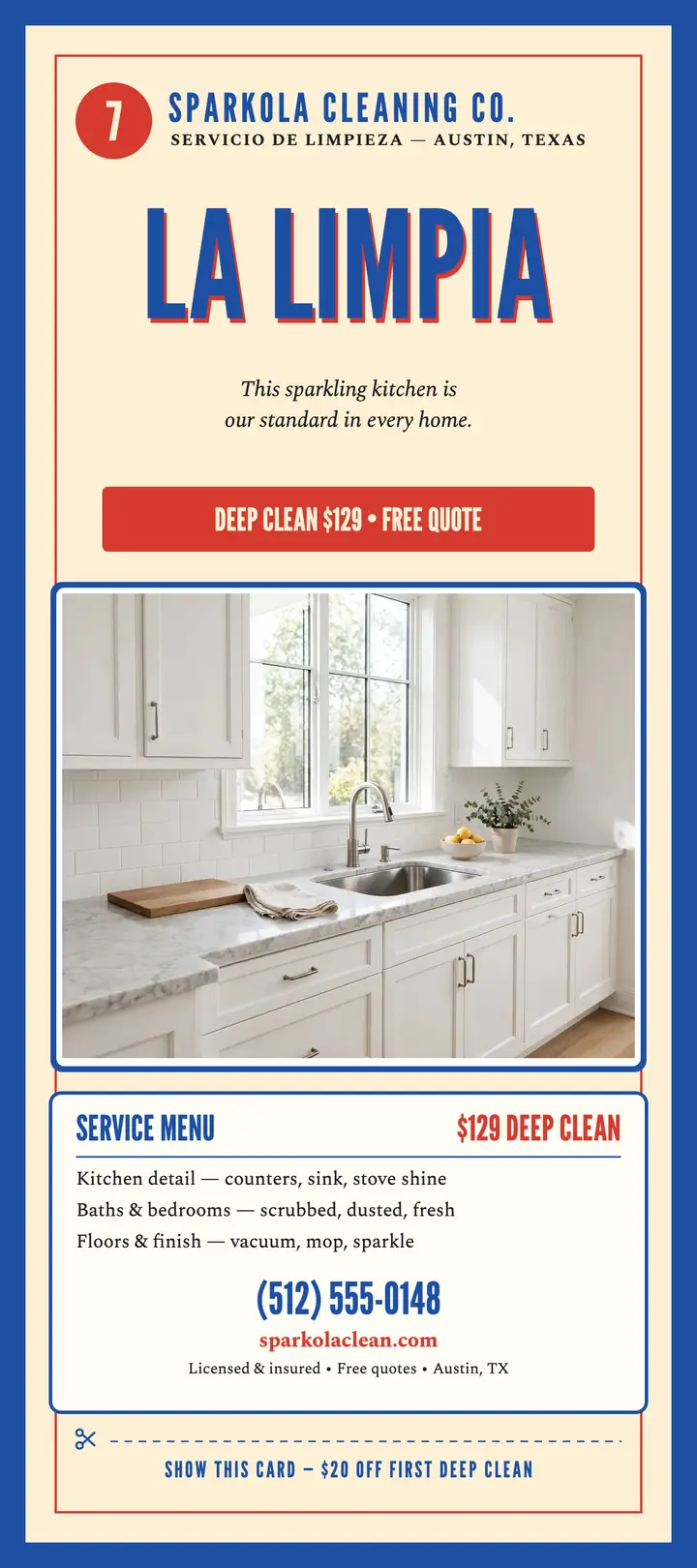Sparkola cleaner loteria rack card template