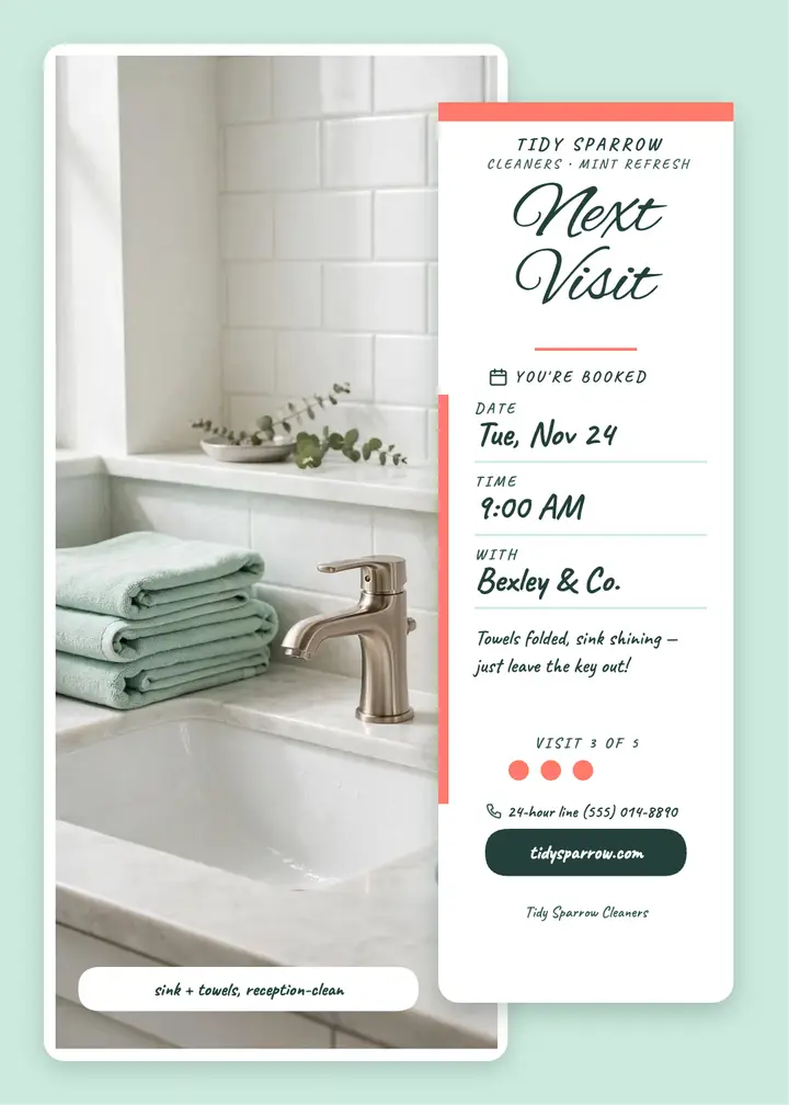 Tidy Sparrow next visit card template