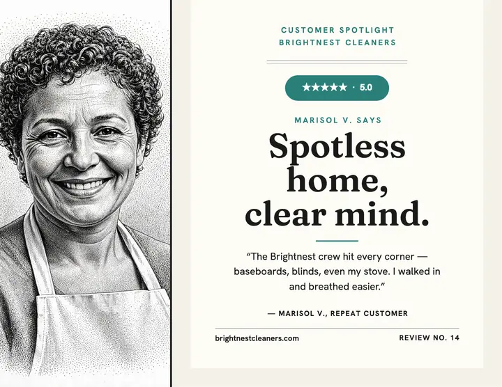Brightnest cleaner spotlight testimonial: cleaner testimonial flyer template