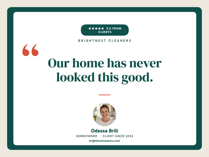 Brightnest cleaners testimonial slide template
