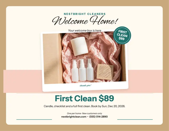 Nestbright welcome box cleaner flyer template
