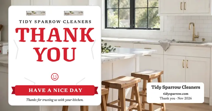 Tidy Sparrow cleaners thank you post template