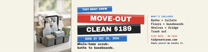 Tidy Nest Crew move-out clean banner template