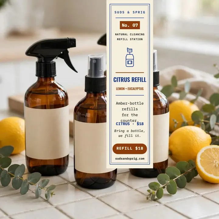 Suds and Sprig citrus refill apothecary post template