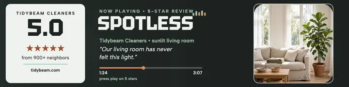 Tidybeam cleaning review now-playing banner: cleaning review banner template