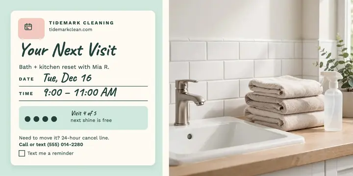 Tidemark Cleaning visit card post: cleaning visit card template