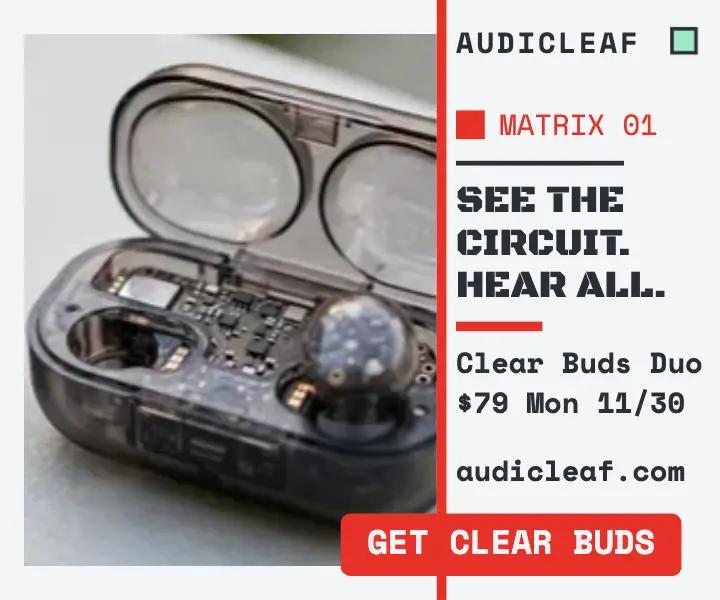 Audicleaf clear earbuds launch ad template